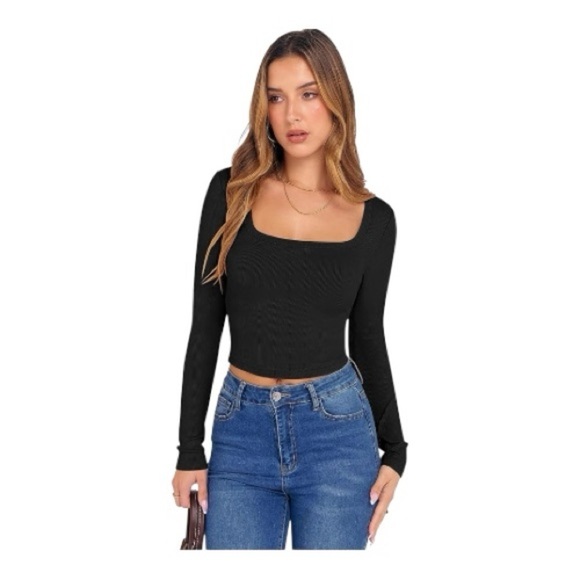 NWT-OQQ-TWO RIBBED LONG SLEEVE TOPS - Picture 5 of 10